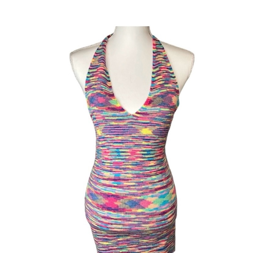 Animari Vibrant Multicolor Knit Dress, Large | Summer Statement Piece